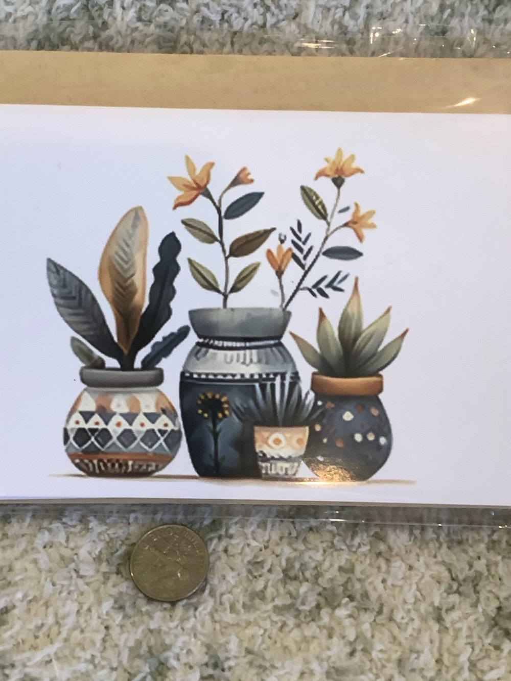 Tropical Botanical Potted Plants Note Cards Set of 6 same design, NWT HC 6x4.5” - Picture 3 of 12